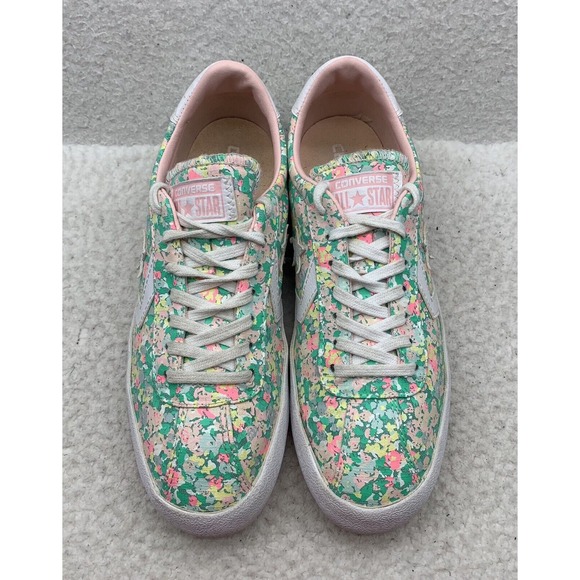 Converse Low Top Sneakers Womens 9 Green Pink Floral Colorful Shoes 555951C - Picture 3 of 10